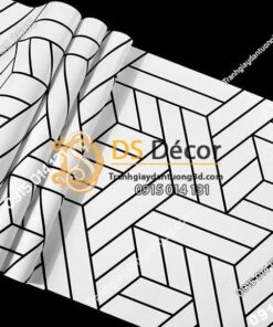 Bề mặt Giấy dán tường kẻ sọc đen trắng đan chéo 3D257