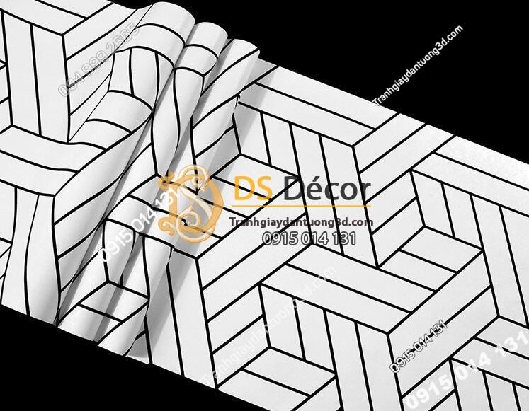 Bề mặt Giấy dán tường kẻ sọc đen trắng đan chéo 3D257