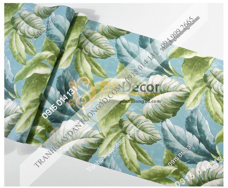 Bề mặt Giấy dán tường lá chuối xanh 3D258