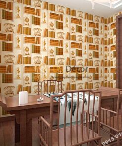 Giay dan tuong ke sach co 3D252 mau trang