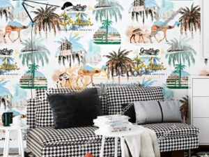 Giấy dán tường họa tiết Dubai sa mạc 3D260 dán phòng khách