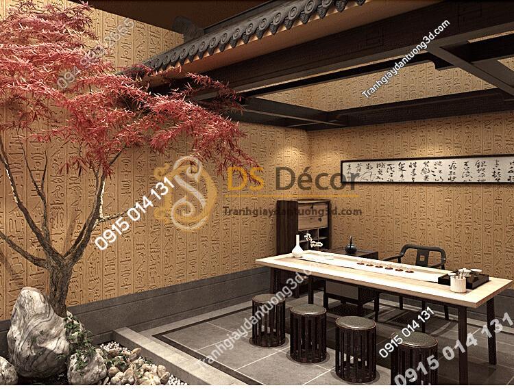 Giấy dán tường họa tiết ai cập cổ đại 3D261 trang trí quán cafe