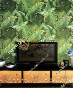 Giấy dán tường họa tiết lá chuối dân dã 3D262