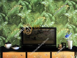 Giấy dán tường họa tiết lá chuối dân dã 3D262