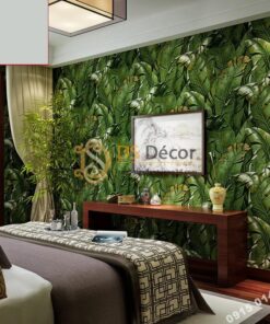Giấy dán tường họa tiết lá chuối dân dã 3D262 dán phòng ngủ