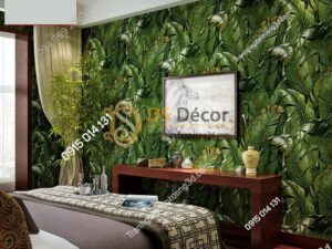 Giấy dán tường họa tiết lá chuối dân dã 3D262 dán phòng ngủ