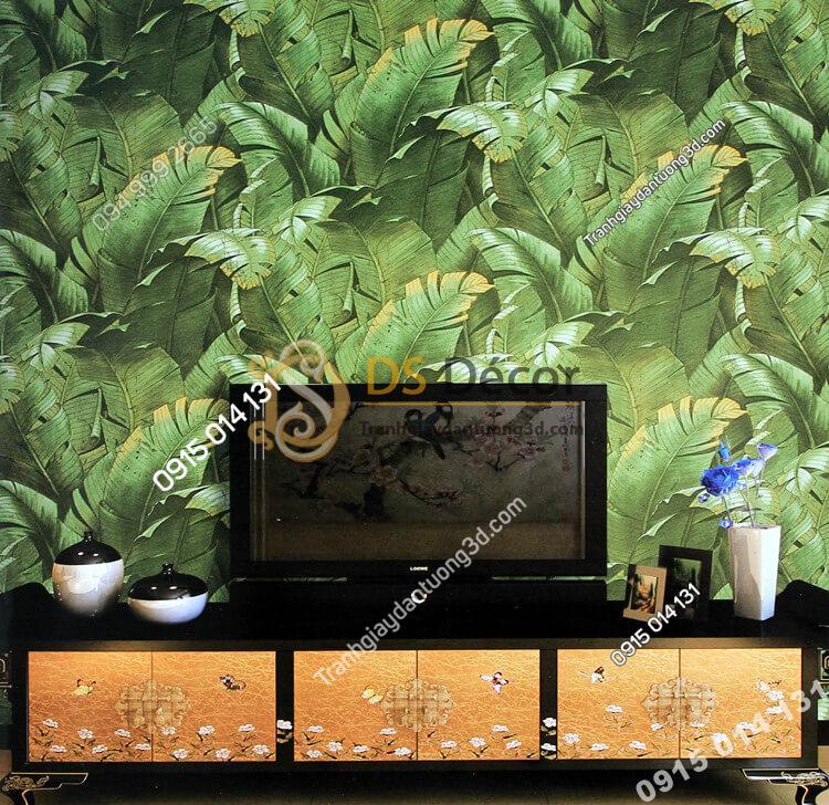 Giấy dán tường họa tiết lá chuối dân dã 3D262