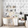 Giấy dán tường khôi vuông đen trắng 3D256 phòng học làm việc