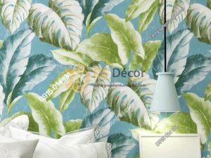 Giấy dán tường lá chuối xanh 3D258