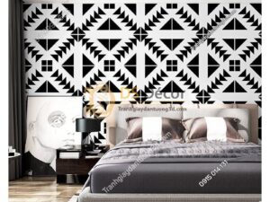 Giấy dán tường trắng đen đối xứng 3D255 phong ngu