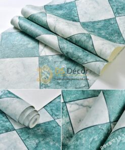 Bề mặt Giấy dán tường gạch caro 3D268 màu xanh