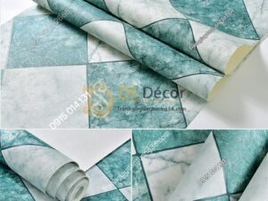 Bề mặt Giấy dán tường gạch caro 3D268 màu xanh