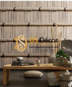 Giấy dán tường giả tường tre xưa 3D266 màu xám