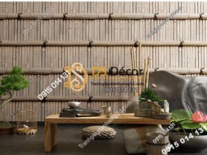 Giấy dán tường giả tường tre xưa 3D266 màu xám