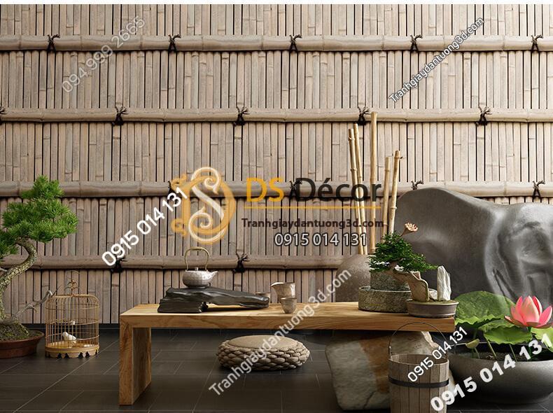 Giấy dán tường giả tường tre xưa 3D266 màu xám