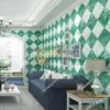 Giấy dán tường gạch caro 3D268 màu xanh