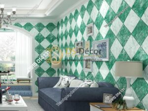 Giấy dán tường gạch caro 3D268 màu xanh