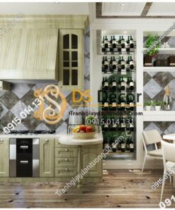 Giấy dán tường gạch caro 3D268 màu xám đất phòng ăn