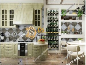 Giấy dán tường gạch caro 3D268 màu xám đất phòng ăn