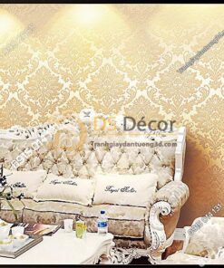 Giấy dán tường hoa châu âu cổ điển 3D273 màu be dán phòng khách