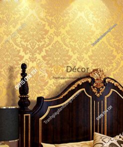Giấy dán tường hoa châu âu cổ điển 3D273 màu vàng