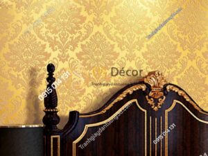 Giấy dán tường hoa châu âu cổ điển 3D273 màu vàng