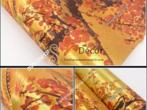 Giấy dán tường hoa đào đỏ chào tết đến xuân về 3D263 màu đậm