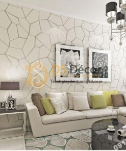 Giấy dán tường họa tiết vế nứt 3D274 màu trắng dán phòng khách