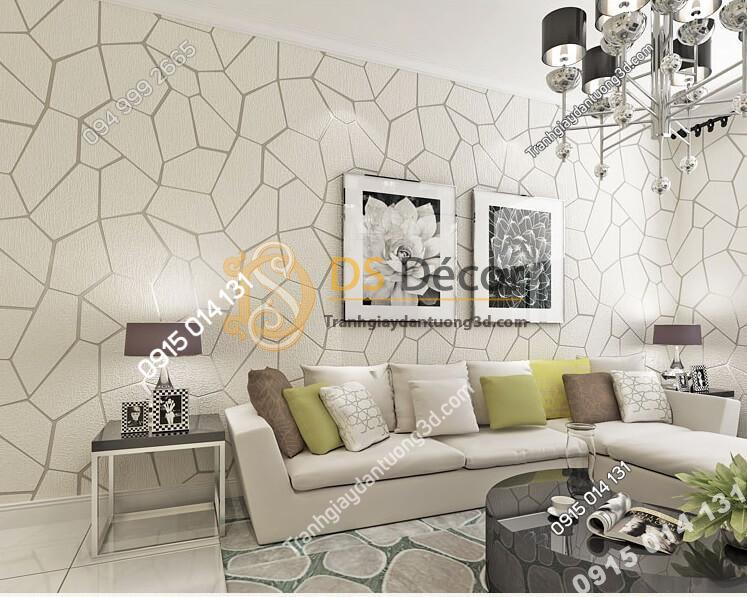 Giấy dán tường họa tiết vế nứt 3D274 màu trắng dán phòng khách