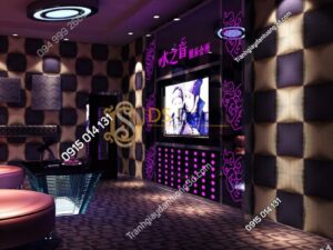 Giấy dán tường karaoke caro ô vuông lồi 3D271 màu tím