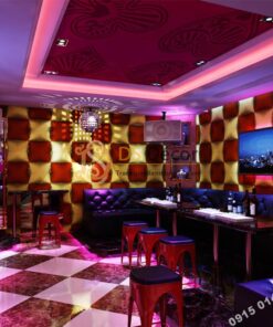 Giấy dán tường karaoke caro ô vuông lồi 3D271 màu đỏ