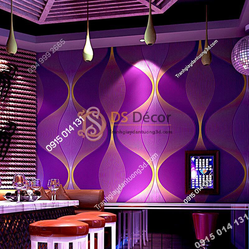 Giấy dán tường karaoke lượn sóng 3D270 màu tím