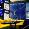 Giấy dán tường karaoke lượn sóng 3D270 màu xanh