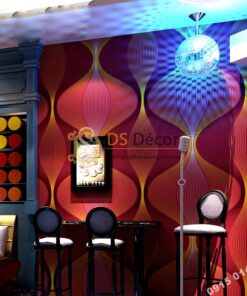 Giấy dán tường karaoke lượn sóng 3D270 màu đỏ