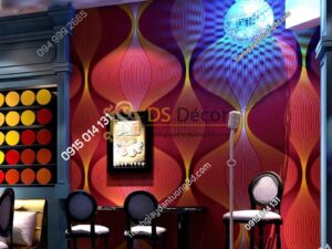 Giấy dán tường karaoke lượn sóng 3D270 màu đỏ
