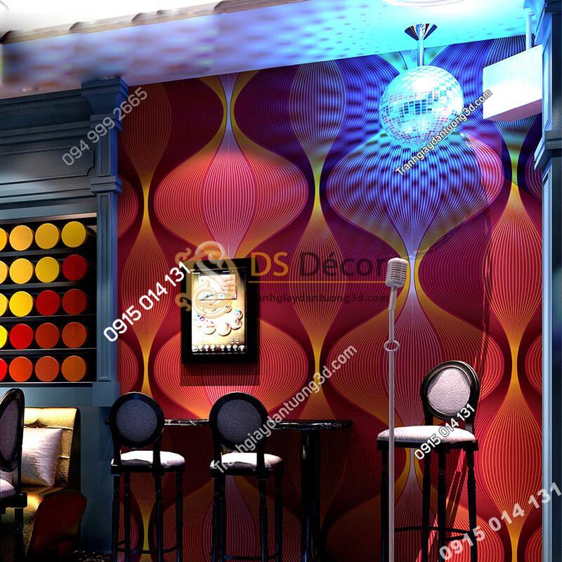 Giấy dán tường karaoke lượn sóng 3D270 màu đỏ