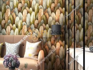 Giấy dán tường lông vũ 3D264 màu lam nhạt