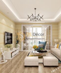 Giấy dán tường sọc ngang hiện đại 3D272 màu be