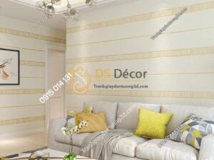 Giấy dán tường sọc ngang hiện đại 3D272 màu trắng