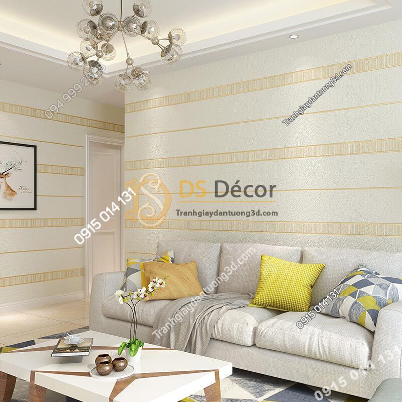 Giấy dán tường sọc ngang hiện đại 3D272 màu trắng