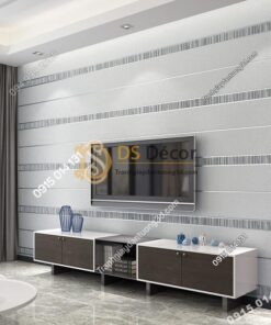 Giấy dán tường sọc ngang hiện đại 3D272 màu xám bạc