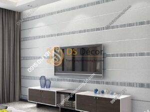 Giấy dán tường sọc ngang hiện đại 3D272 màu xám bạc