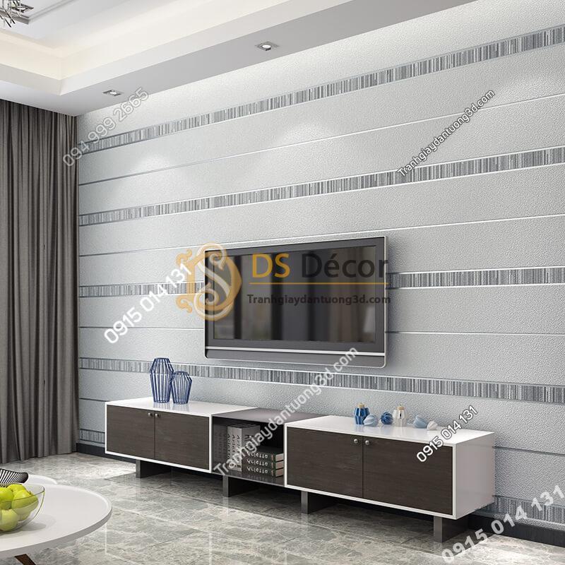 Giấy dán tường sọc ngang hiện đại 3D272 màu xám bạc