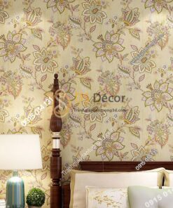 Giấy dán tường cổ điển hoa mộc mạc 3D279 màu nâu