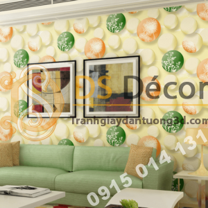 Giấy dán tường họa tiết bóng bay 3D278 màu cam phòng khách