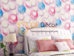 Giấy dán tường họa tiết bóng bay 3D278 màu hồng phòng ngủ