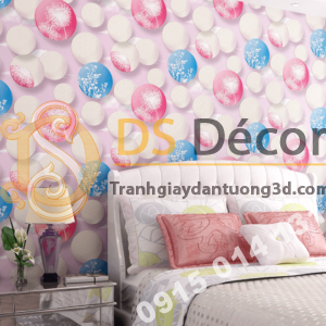 Giấy dán tường họa tiết bóng bay 3D278 màu hồng phòng ngủ