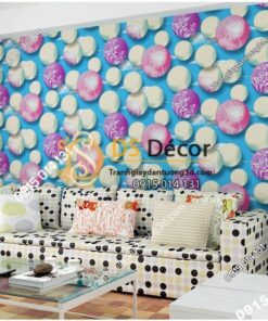 Giấy dán tường họa tiết bóng bay 3D278 màu xanh phòng khách