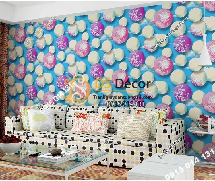 Giấy dán tường họa tiết bóng bay 3D278 màu xanh phòng khách