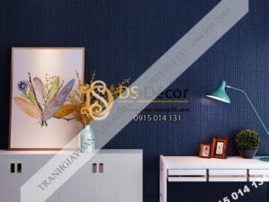 Giấy dán tường một màu giả vải 3D281 màu xanh dương đậm